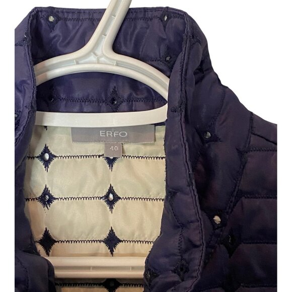 ERFO navy blue diamond eyelet quilted puffer vest size 40 - Picture 2 of 3